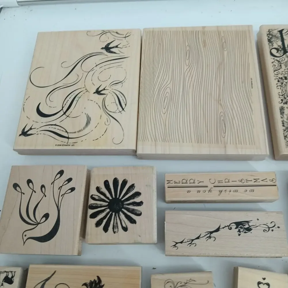 Rubber Stamp Lot 46+ Christmas Kids Shapes Wood Craft